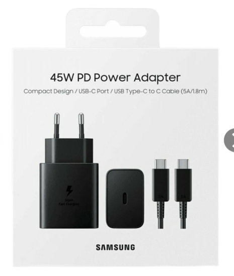 Адаптер Samsung USB-C 45W с кабелем USB-C 1.8m (Black)
