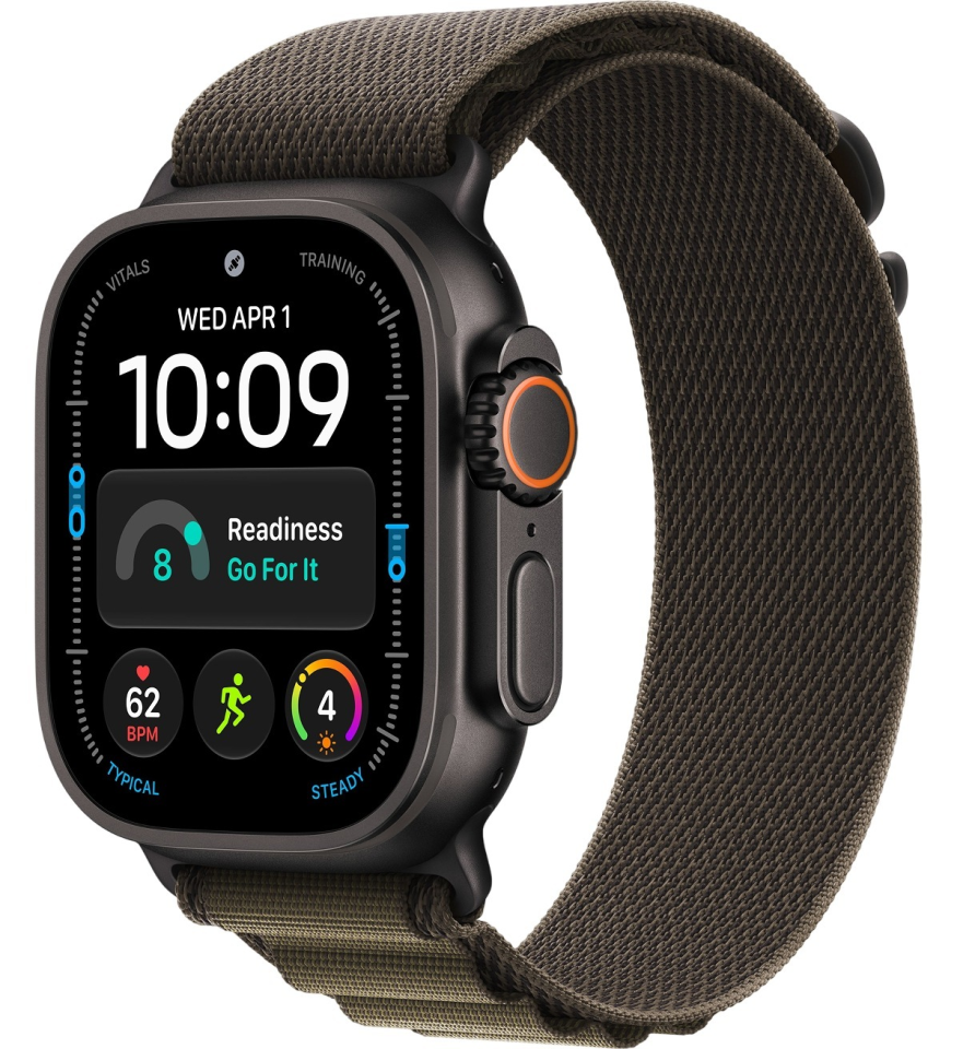 Apple Watch Ultra 4 49mm Black Titanium Case with Dark Olive Alpine Loop (L)