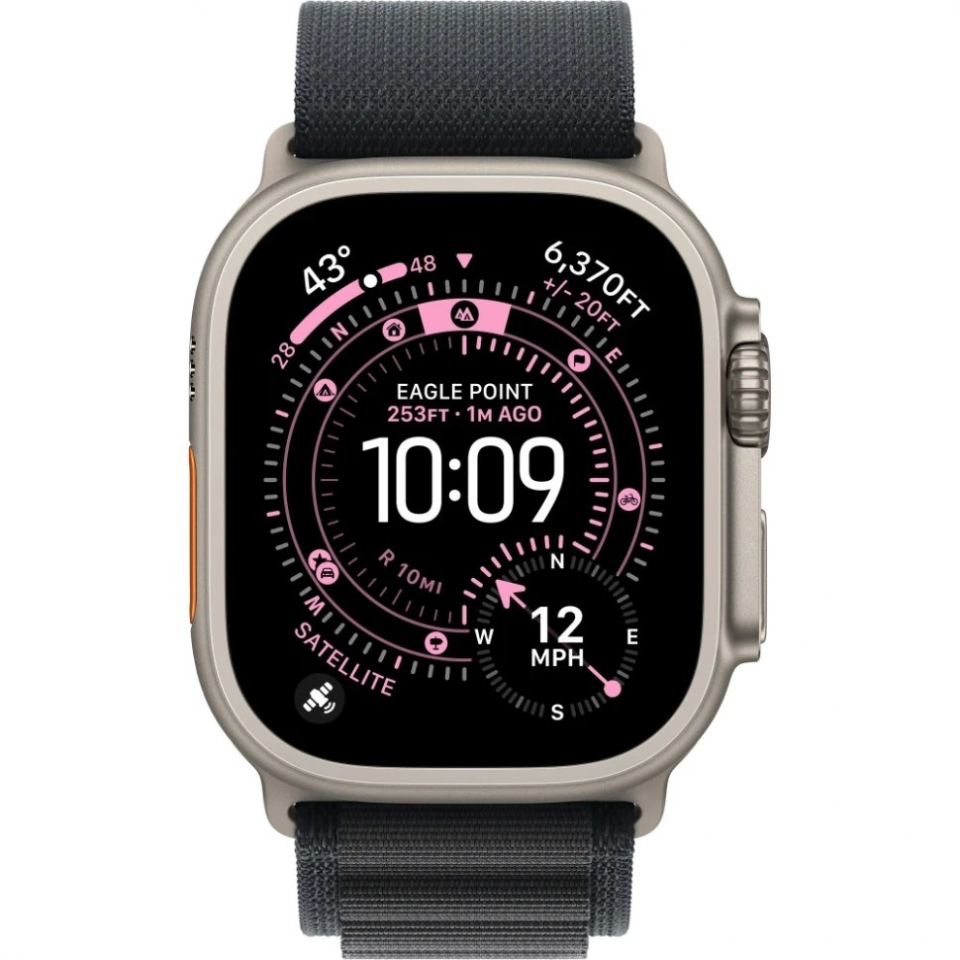 Apple Watch Ultra 3 49 mm Black Titanium Alpine Loop Light Blue